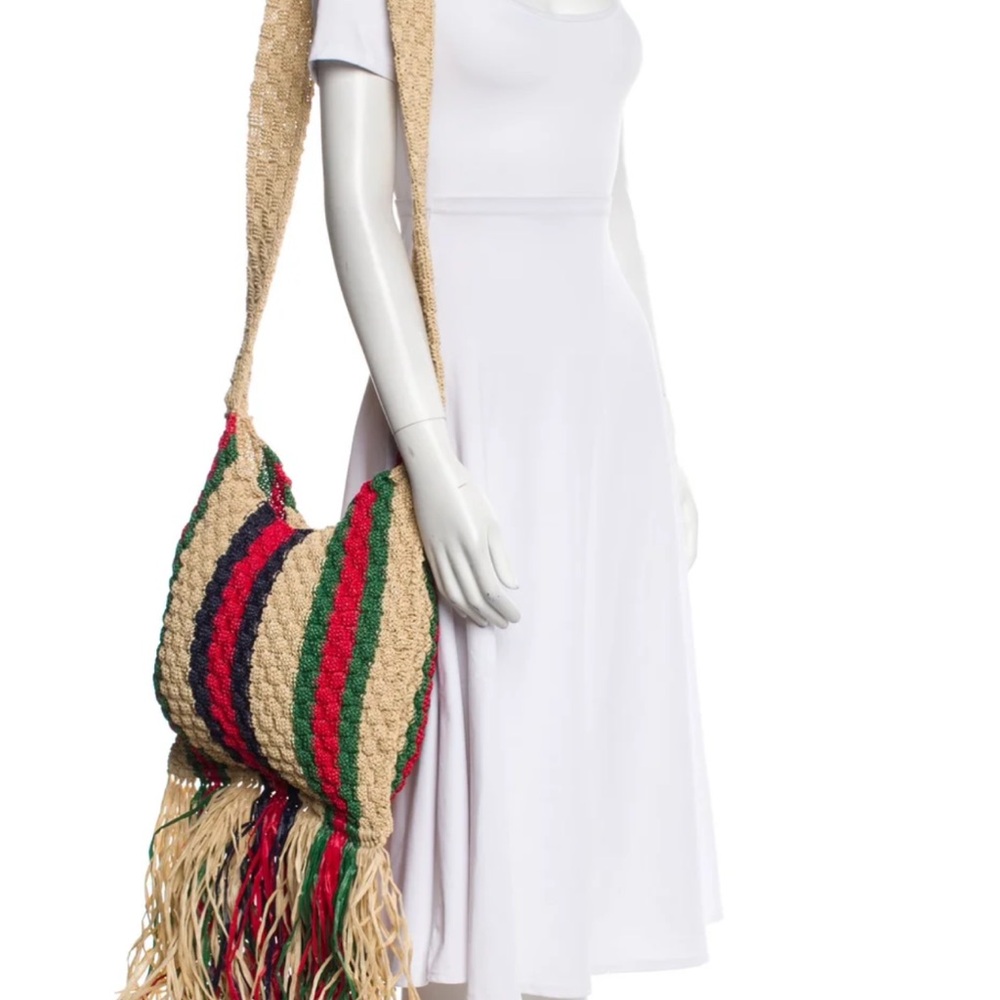 Gucci Web Crossbody Raffia Bag - Picture 6 of 6